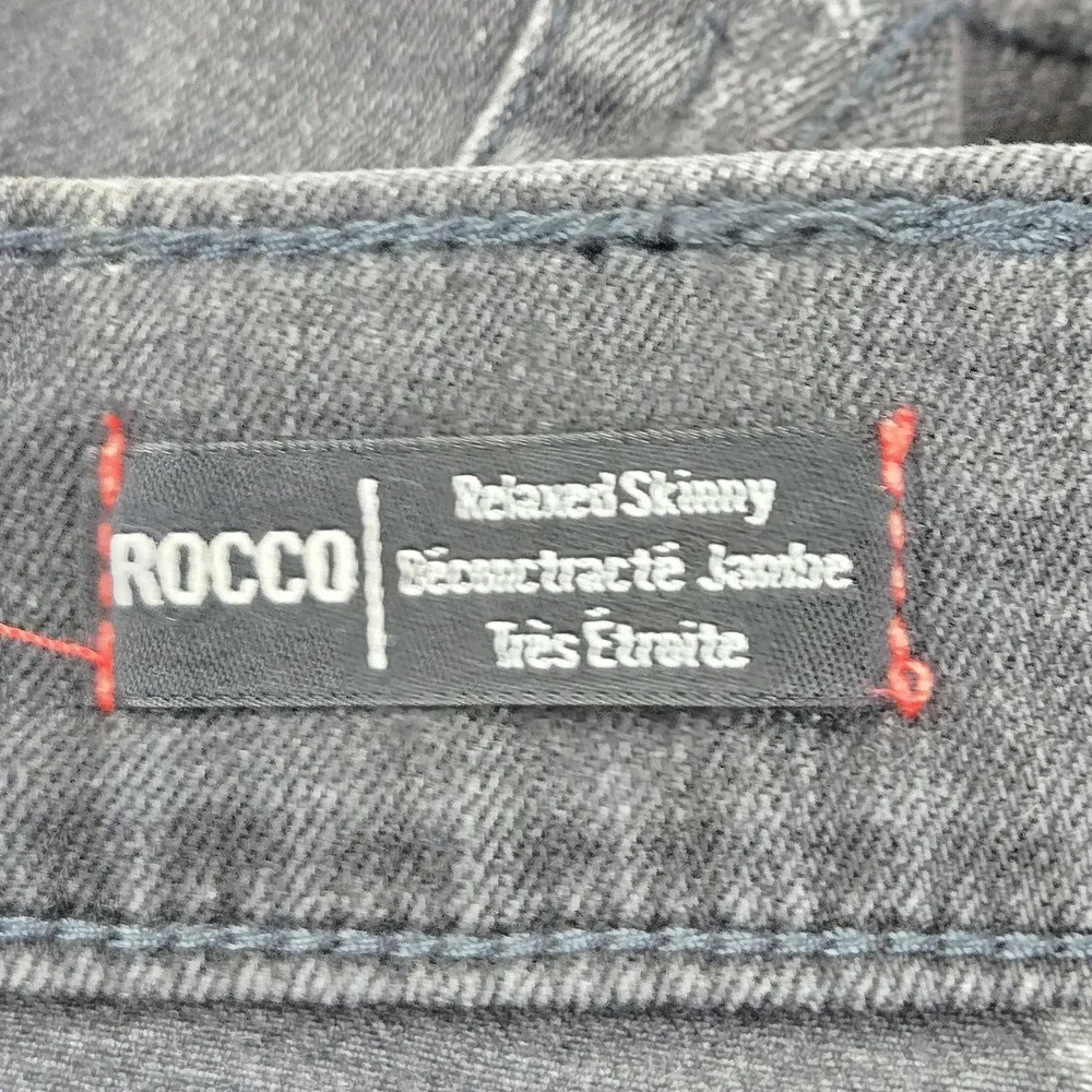 True Religion Men Jeans 36 Black Paint Splatter‎ Rocco Relaxed Skinny Grunge Y2K